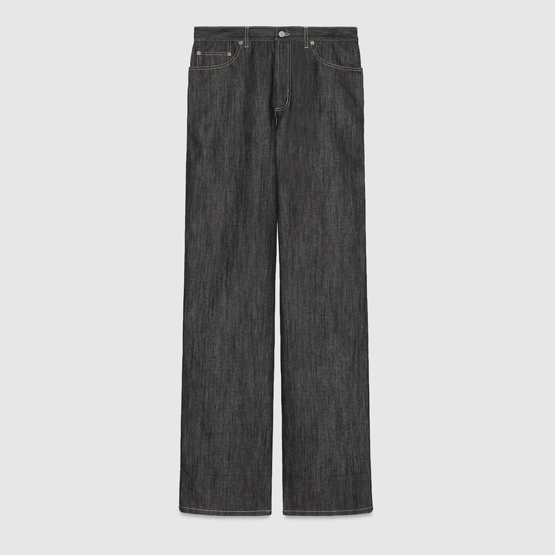 Denim pants with jacquard detail 1