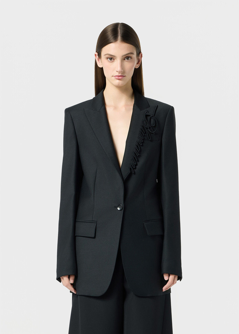 Blumarine TWILL JACKET WITH EMBROIDERY LOGO outlook