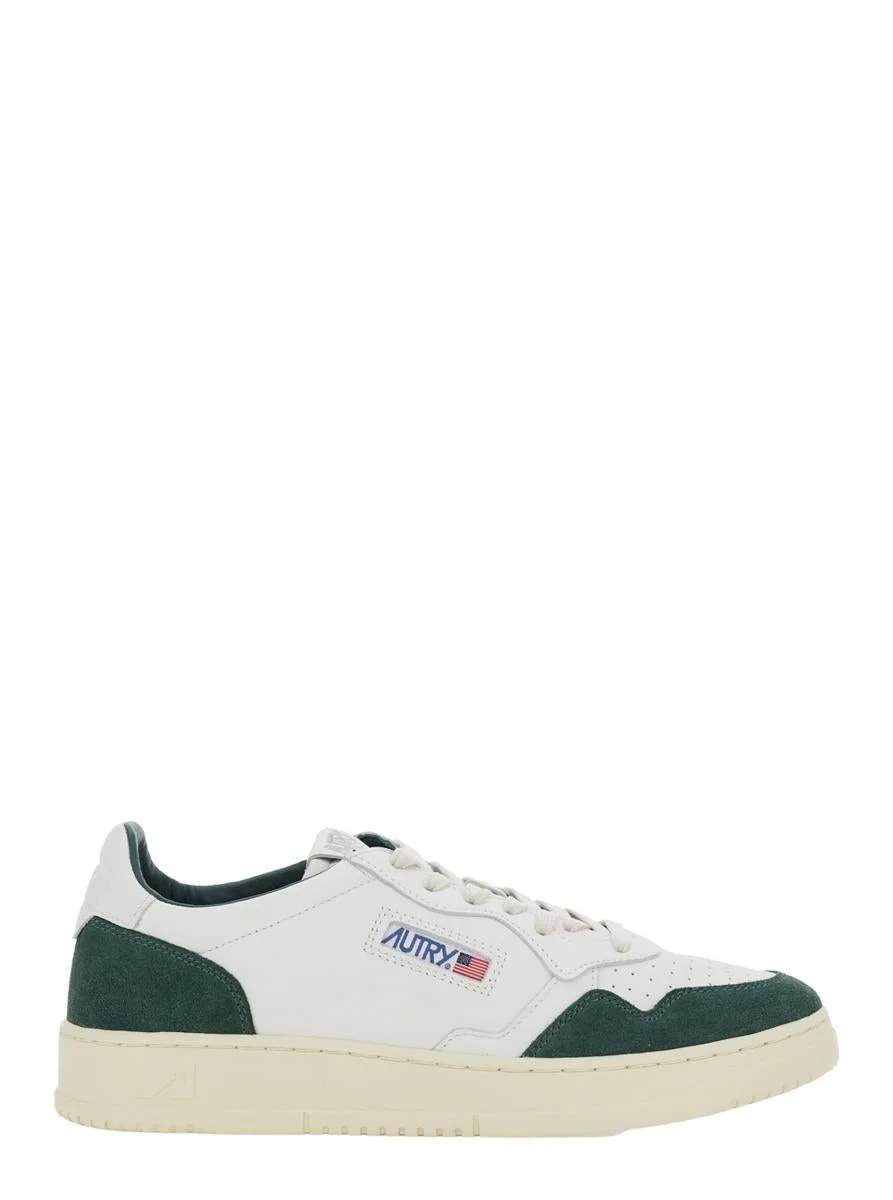 Autry 'Medalist Low' White Low Top Sneakers With Side Logo Detail In Leather And Suede Man - 1