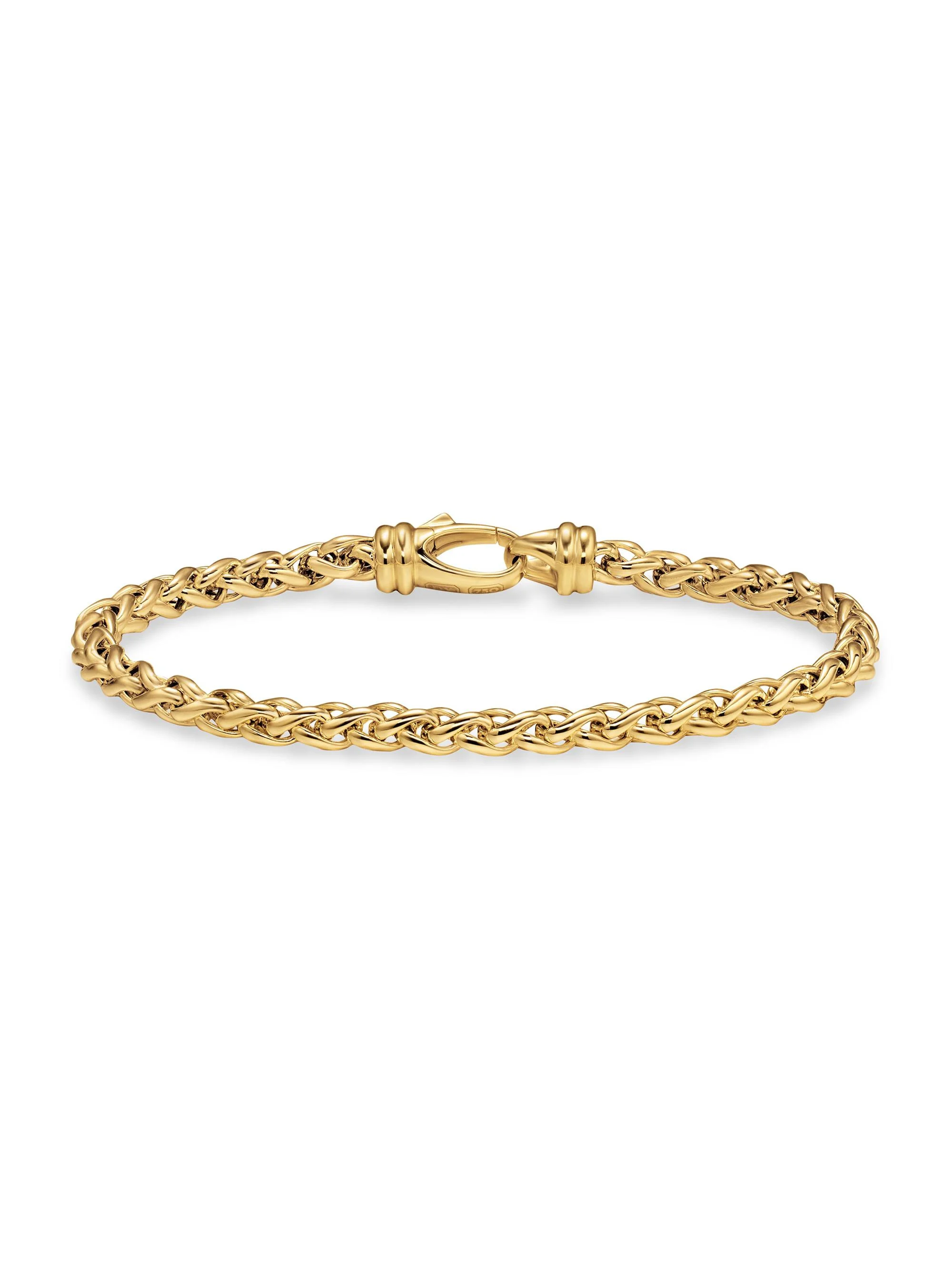 Men's Wheat Chain Bracelet in 18K Yellow Gold, 4mm - Gold - 1