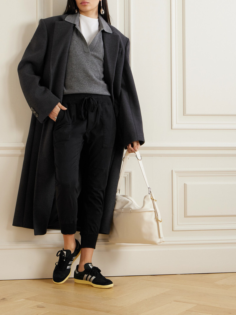 JAMES PERSE Jersey-trimmed Cotton-gabardine Track Pants outlook