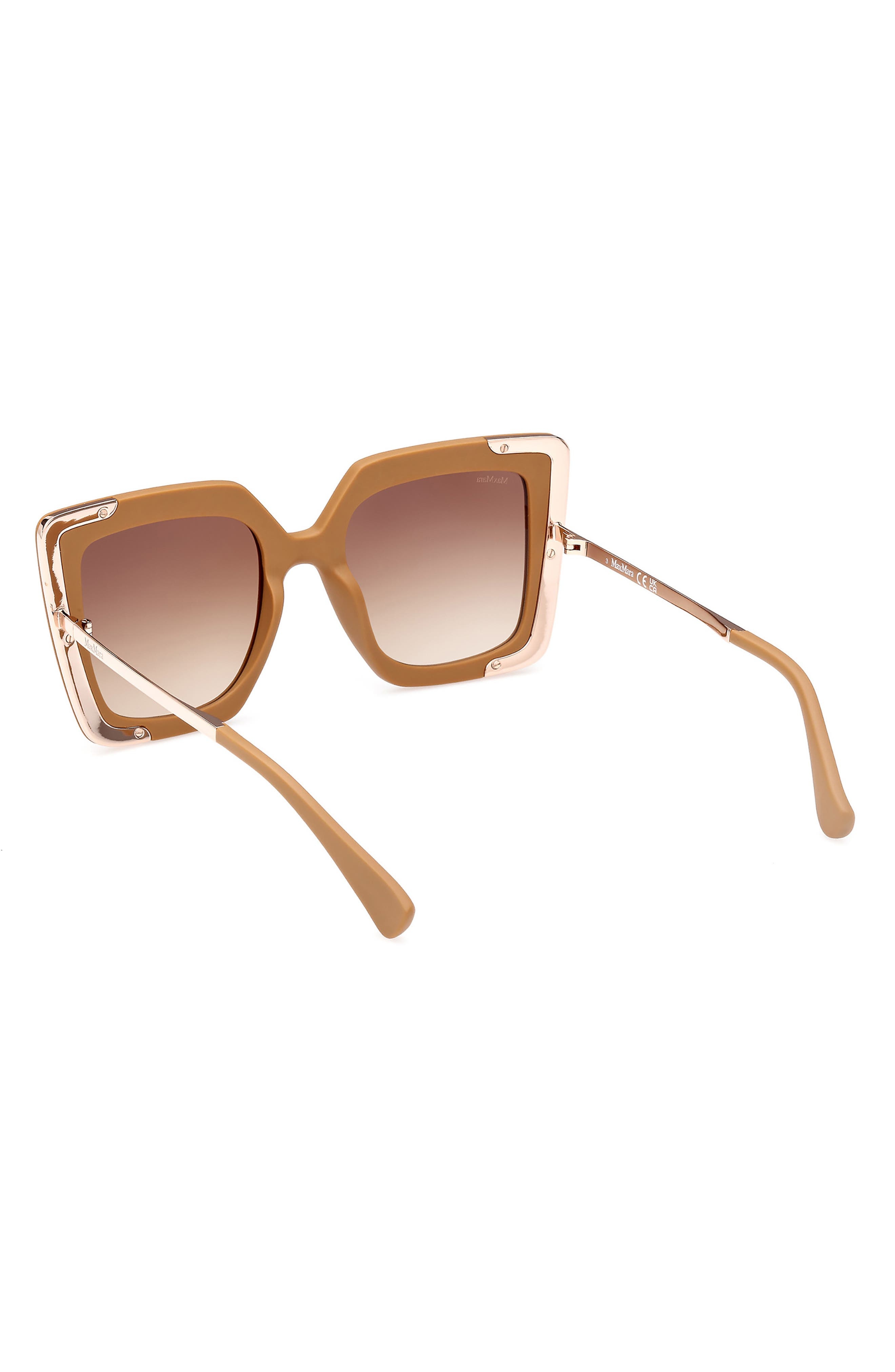 Max Mara Square Sunglasses in Matte Pink /Gradient Brown at Nordstrom - 5