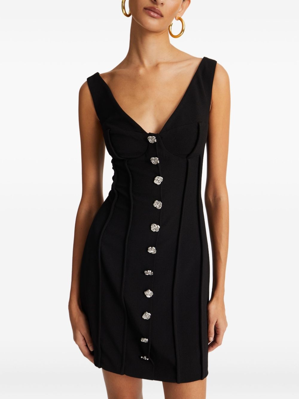 rose-buttoned mini dress - 3