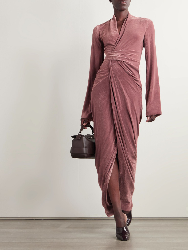 Rick Owens Draped velvet wrap gown Antique rose outlook