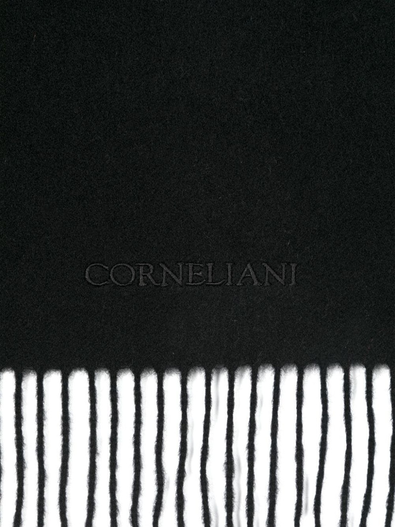 CORNELIANI logo-embroidered cashmere scarf outlook