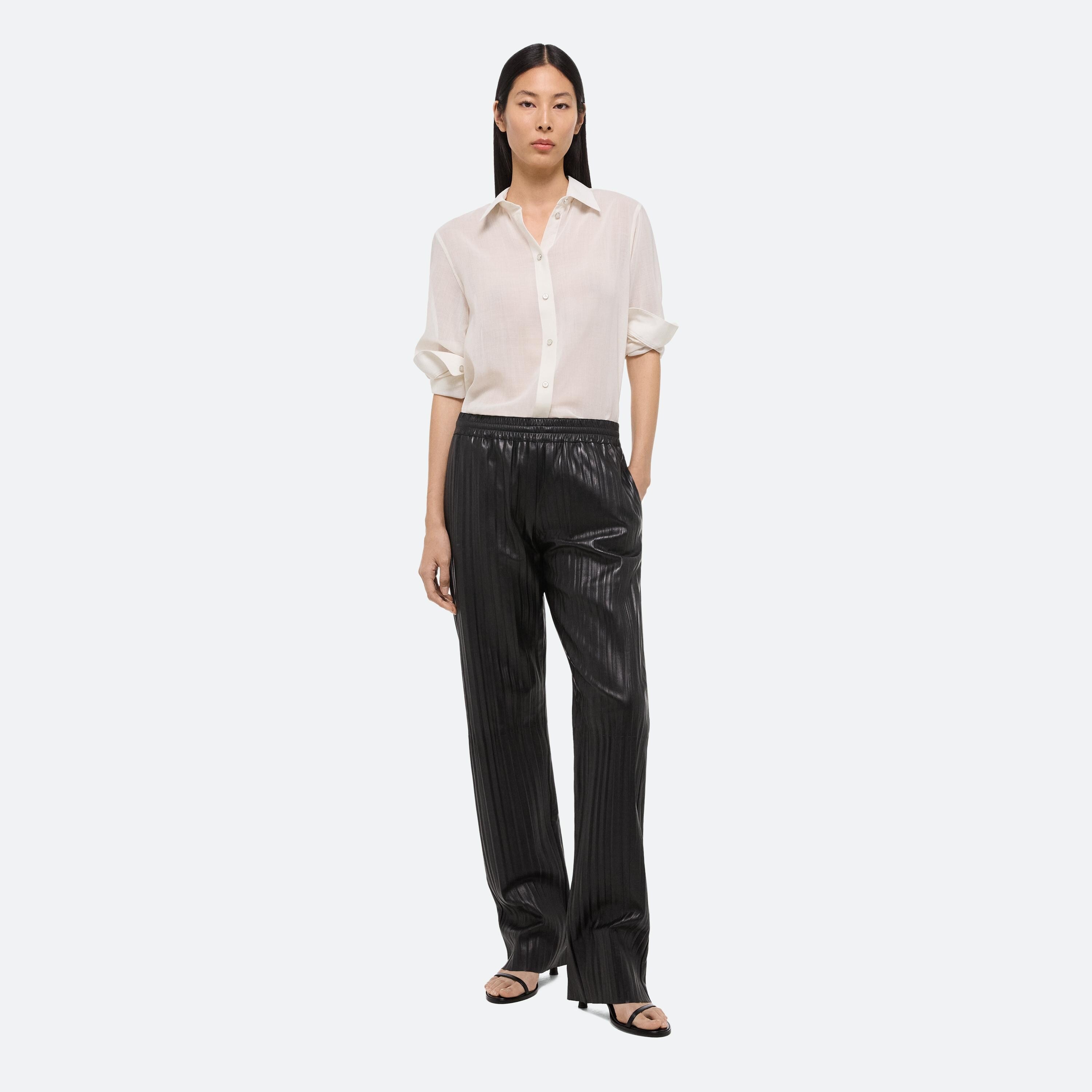 PLEATED LEATHER CAR TROUSER - 2