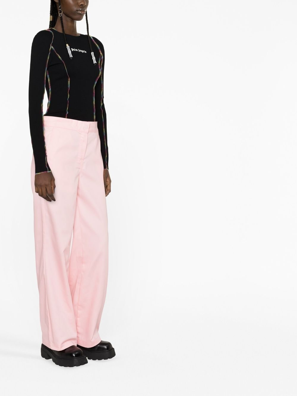 Reverse Waistband flared trousers - 3