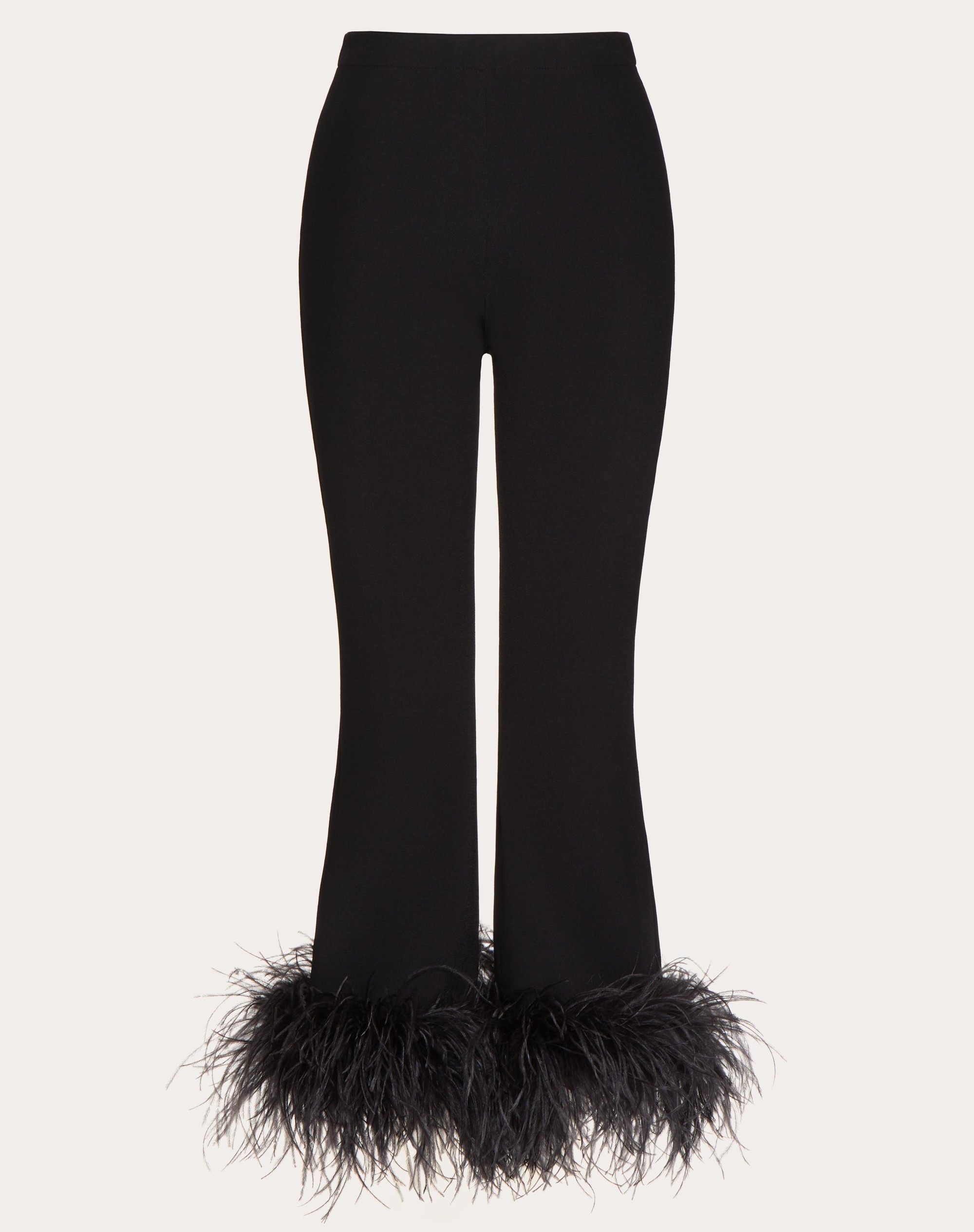 STRETCHED VISCOSE PANTS WITH FEATHERS - 1