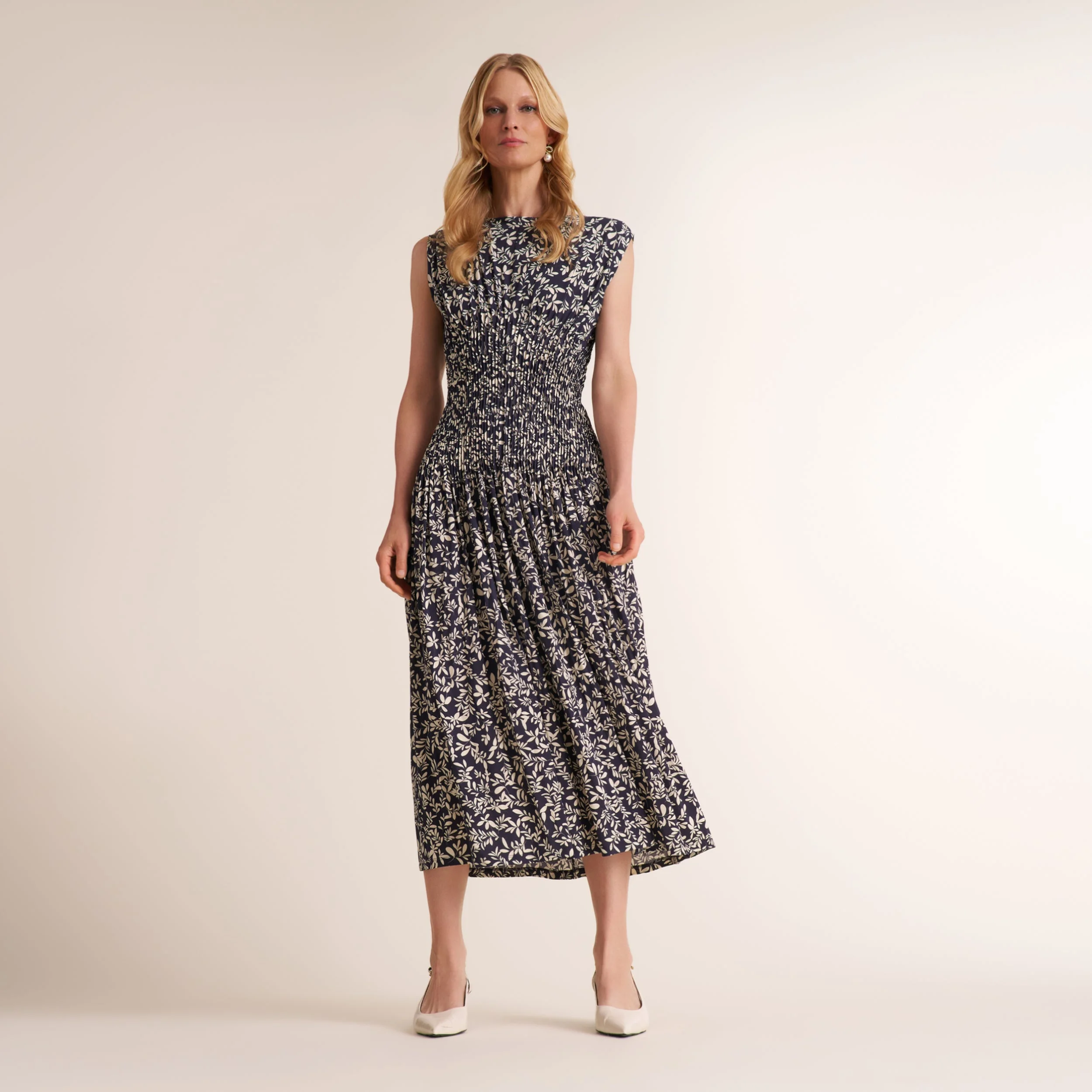 Fia Pintuck Dress - Light Printed Jersey - 1