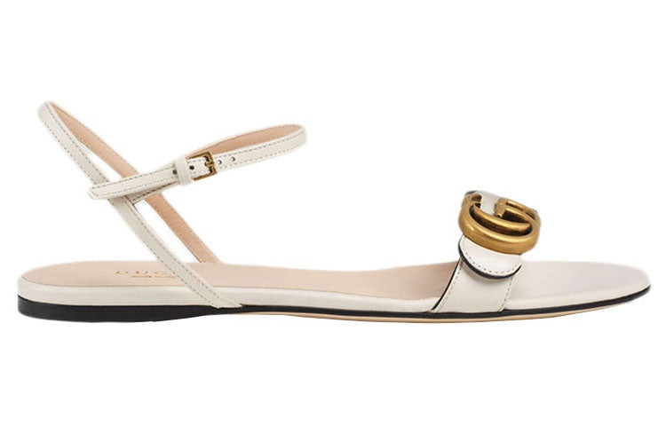 (WMNS) Gucci Double G Leather Sandal 'White' 524631-A3N00-9022 - 2
