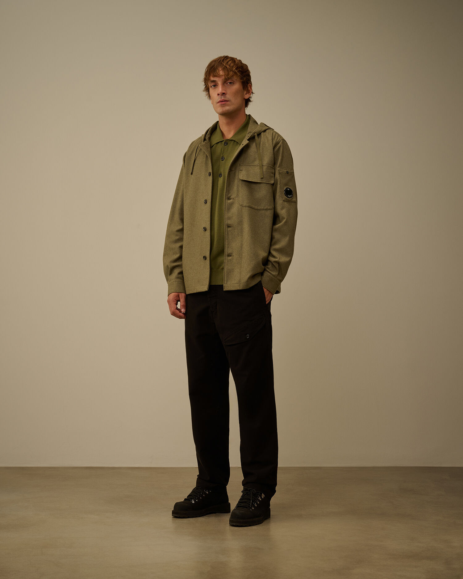 Felt Hooded Button Overshirt - 2