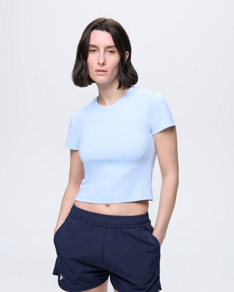 PANGAIA Womens Cropped T-Shirt - Wildflower Blue outlook