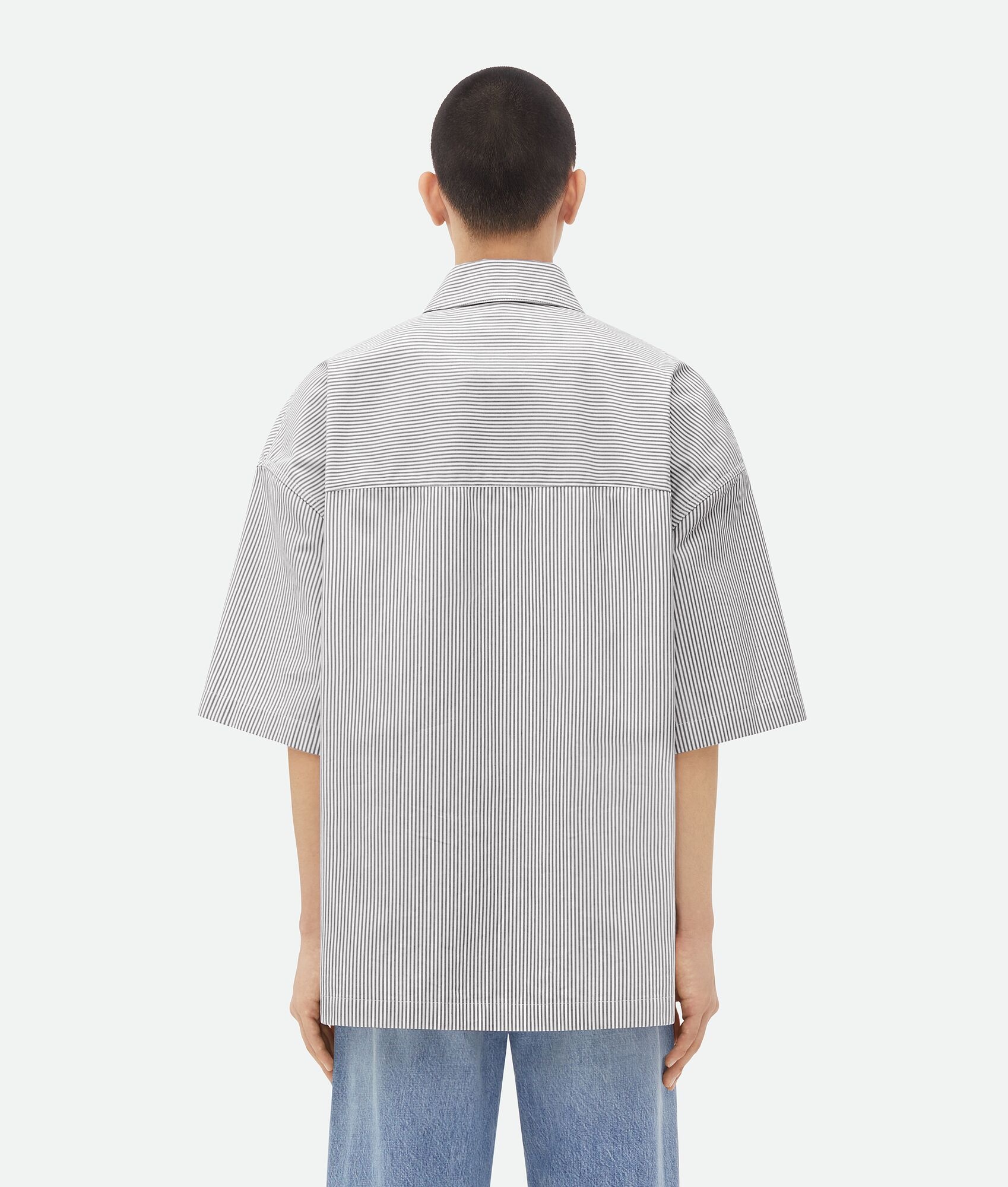 Striped Cotton Overshirt With "BV" Embroidery - 3