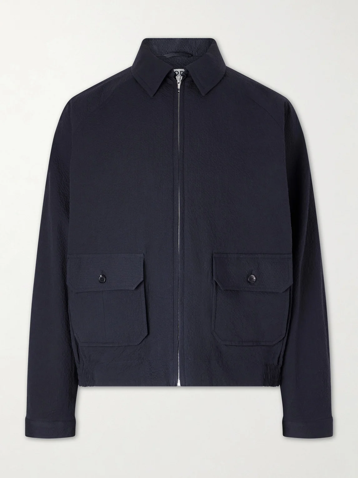 Cotton-Blend Seersucker Bomber Jacket - 1
