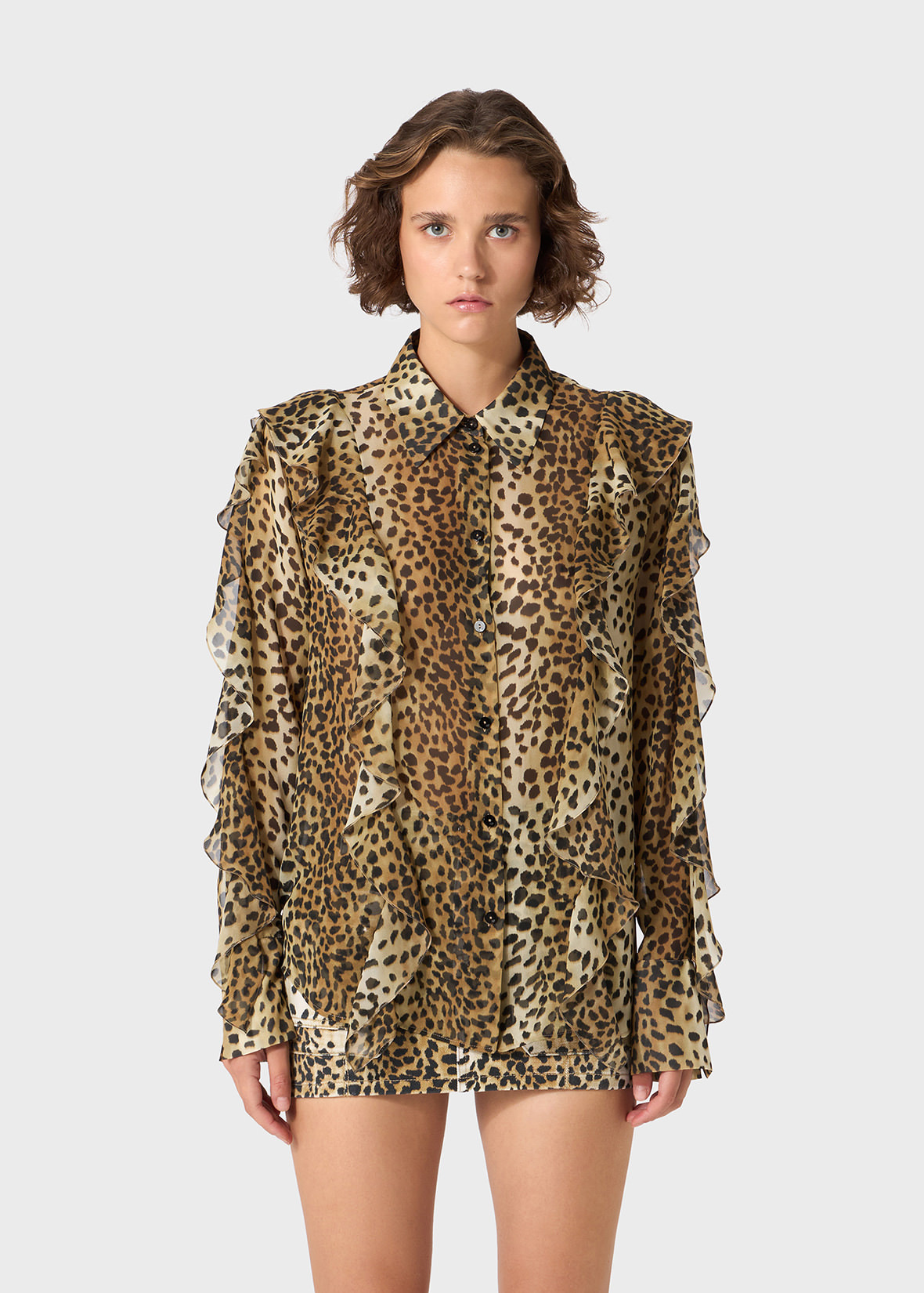 PRINTED GEORGETTE SHIRT WITH RUFFLES - 3