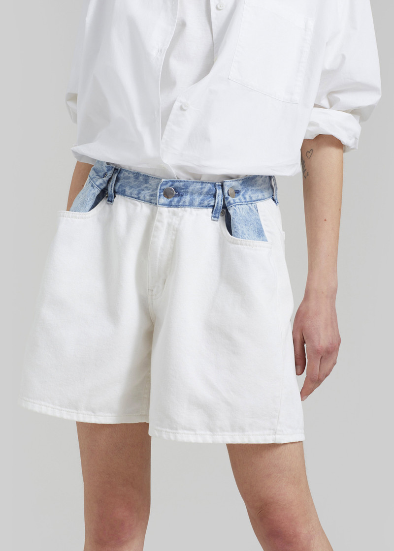 Hayla Contrast Denim Shorts - Off White/Blue 8