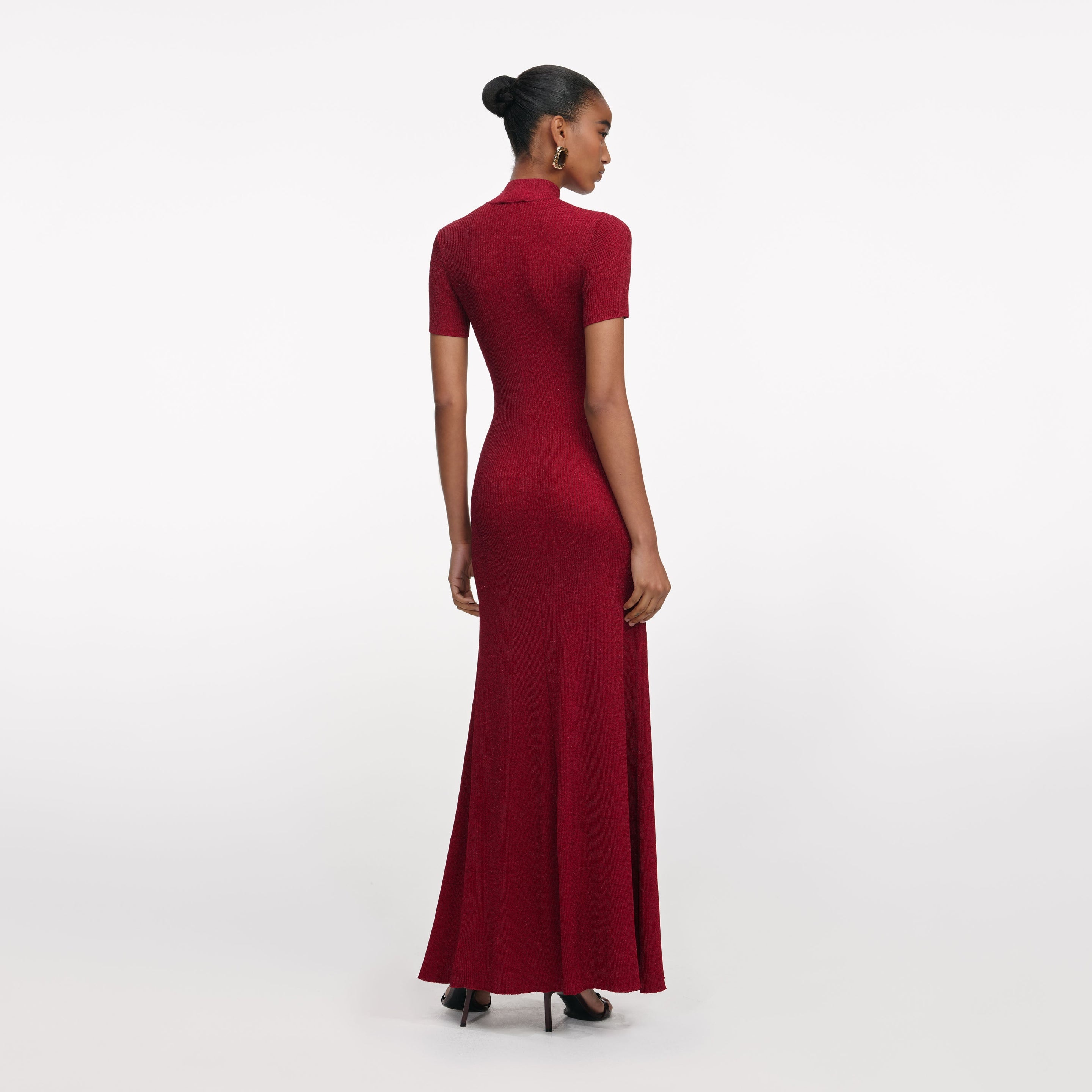 Red Lurex Knit Maxi Dress - 3