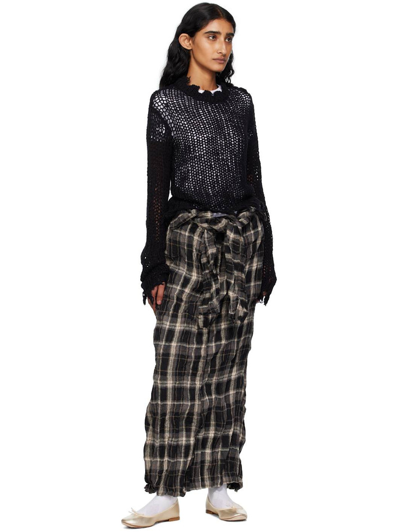 OPEN YY Black Distressed Crop Knit Sweater outlook