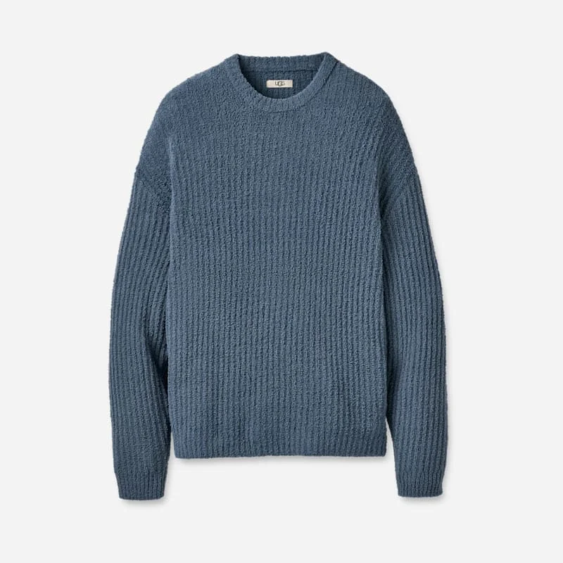 ® Men's Ryatt Crew Rib Polyester Tops in Dark Wave - 1