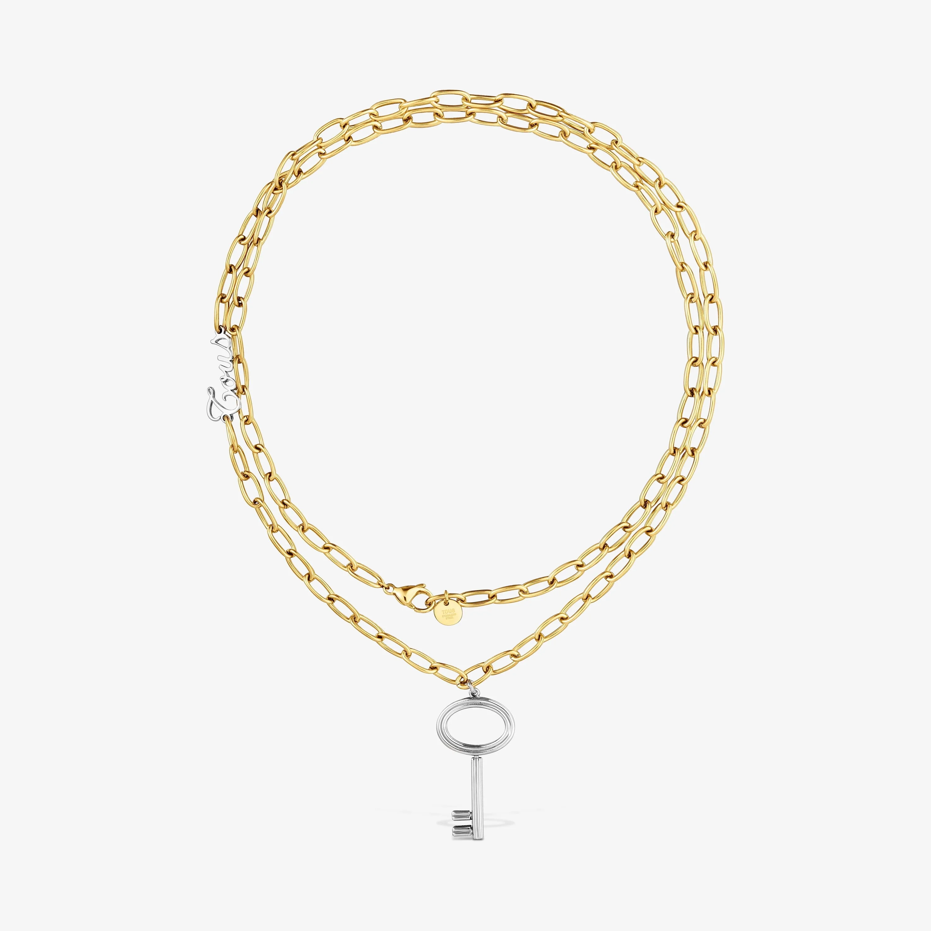 Long two-tone steel chain Necklace with key charm TOUS Charming - 1