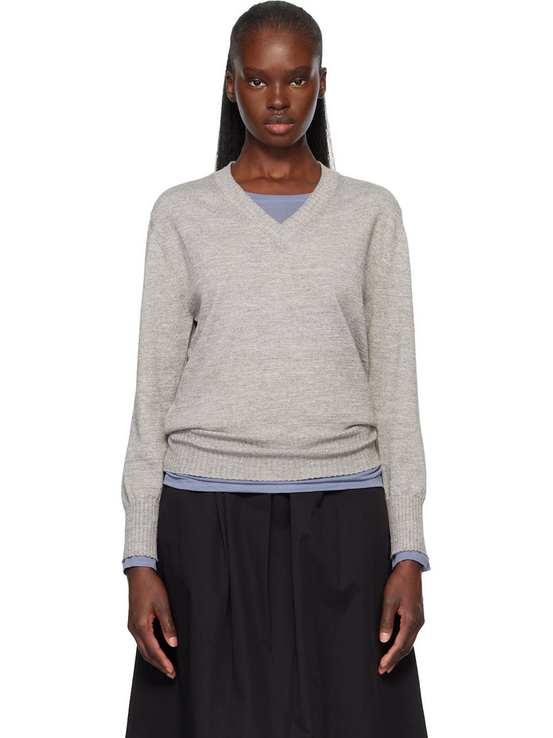 Gray Marine V-Neck Pullover Sweater 1