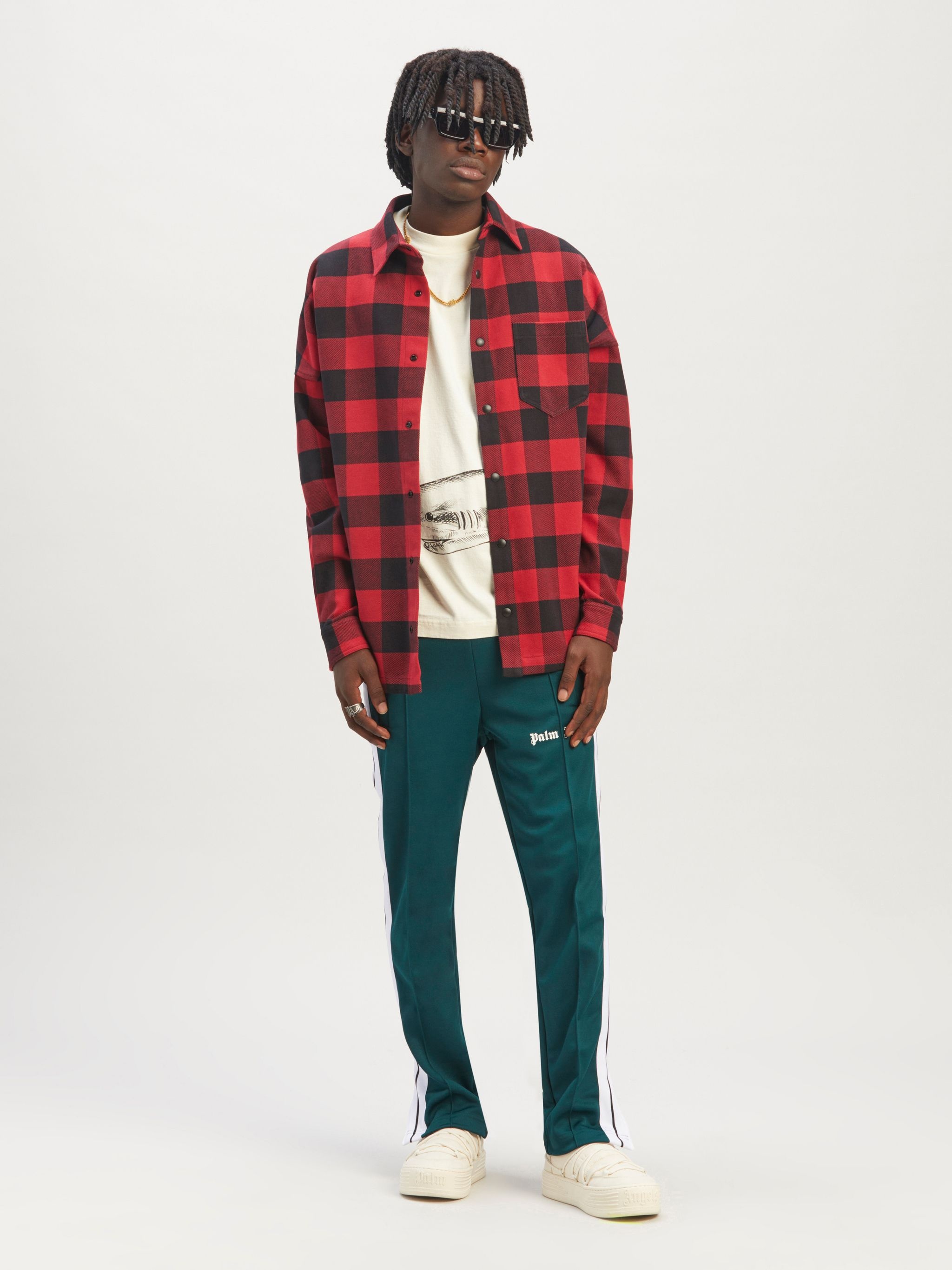 logo-print plaid-check shirt - 2