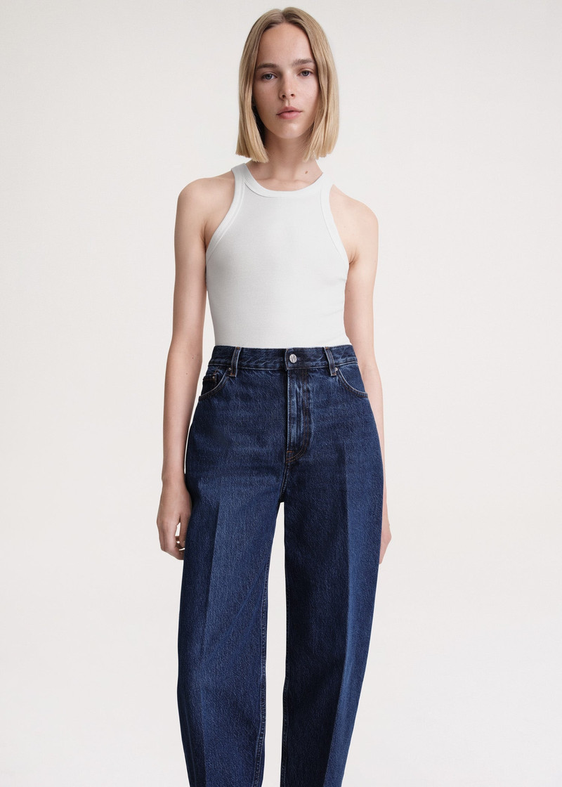 Wide tapered leg denim dark blue 5