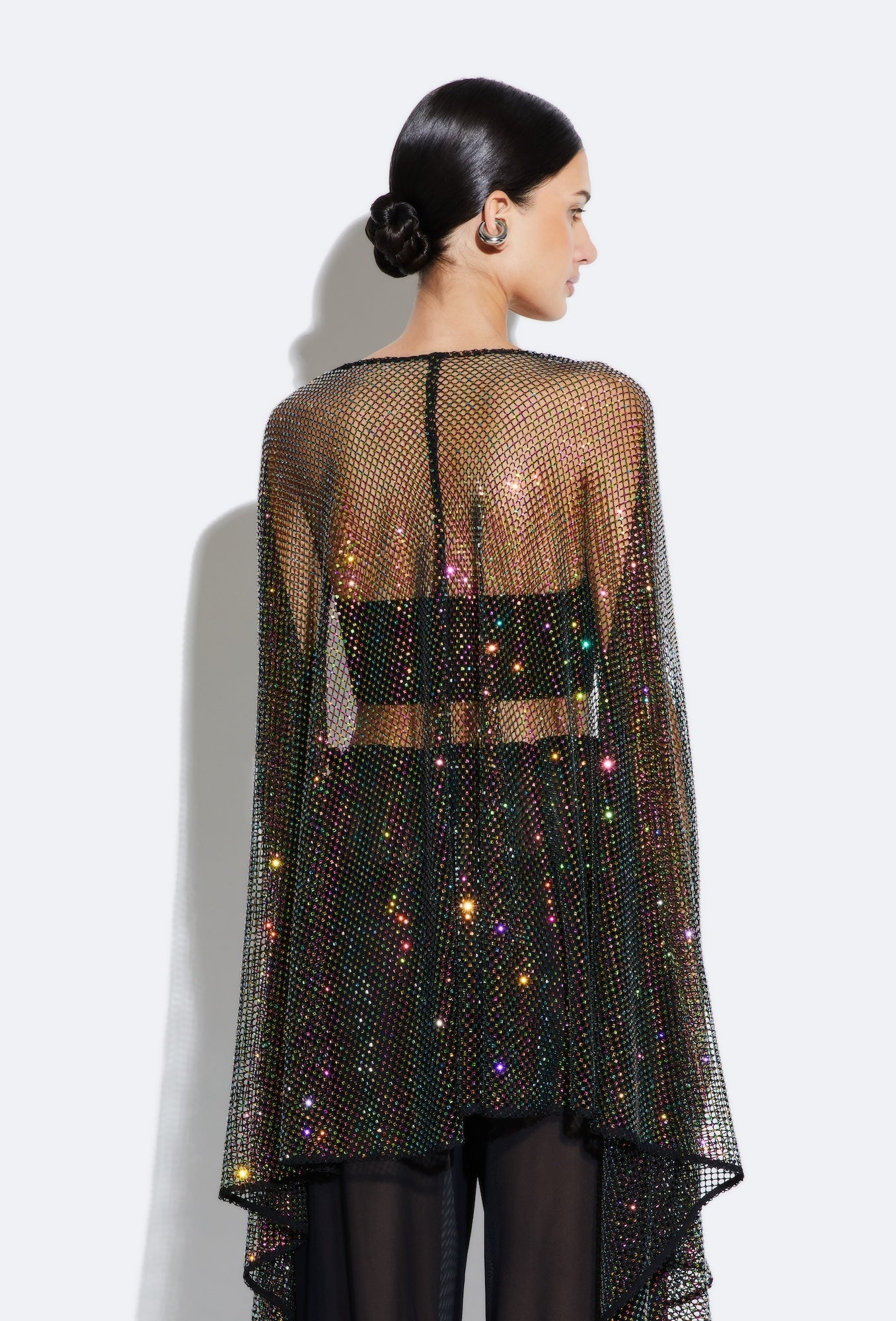 Rhinestone Mesh Short Caftan - 4