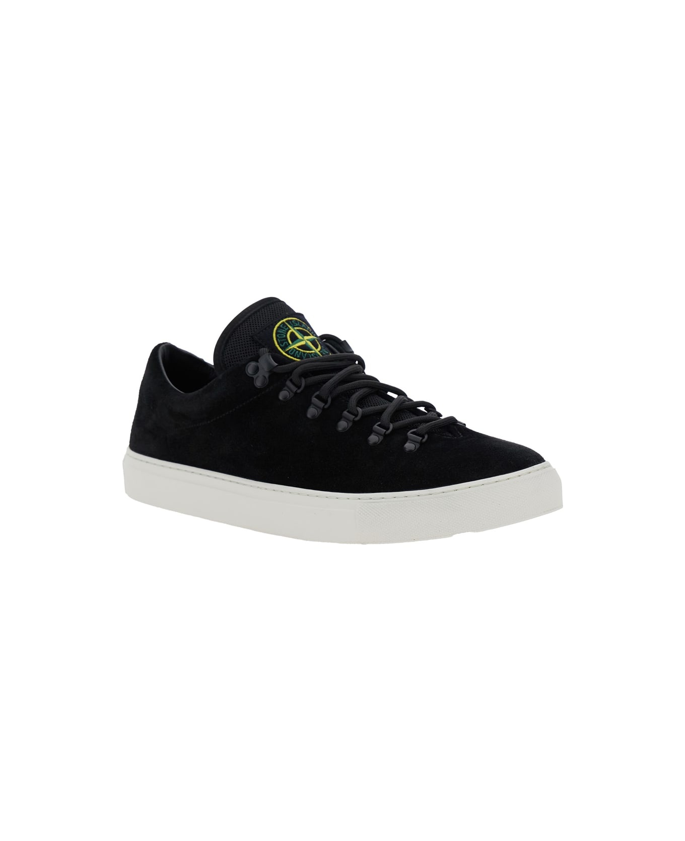Black Low Top Sneakers With Logo Patch On The Tongue In Suede Man - 2