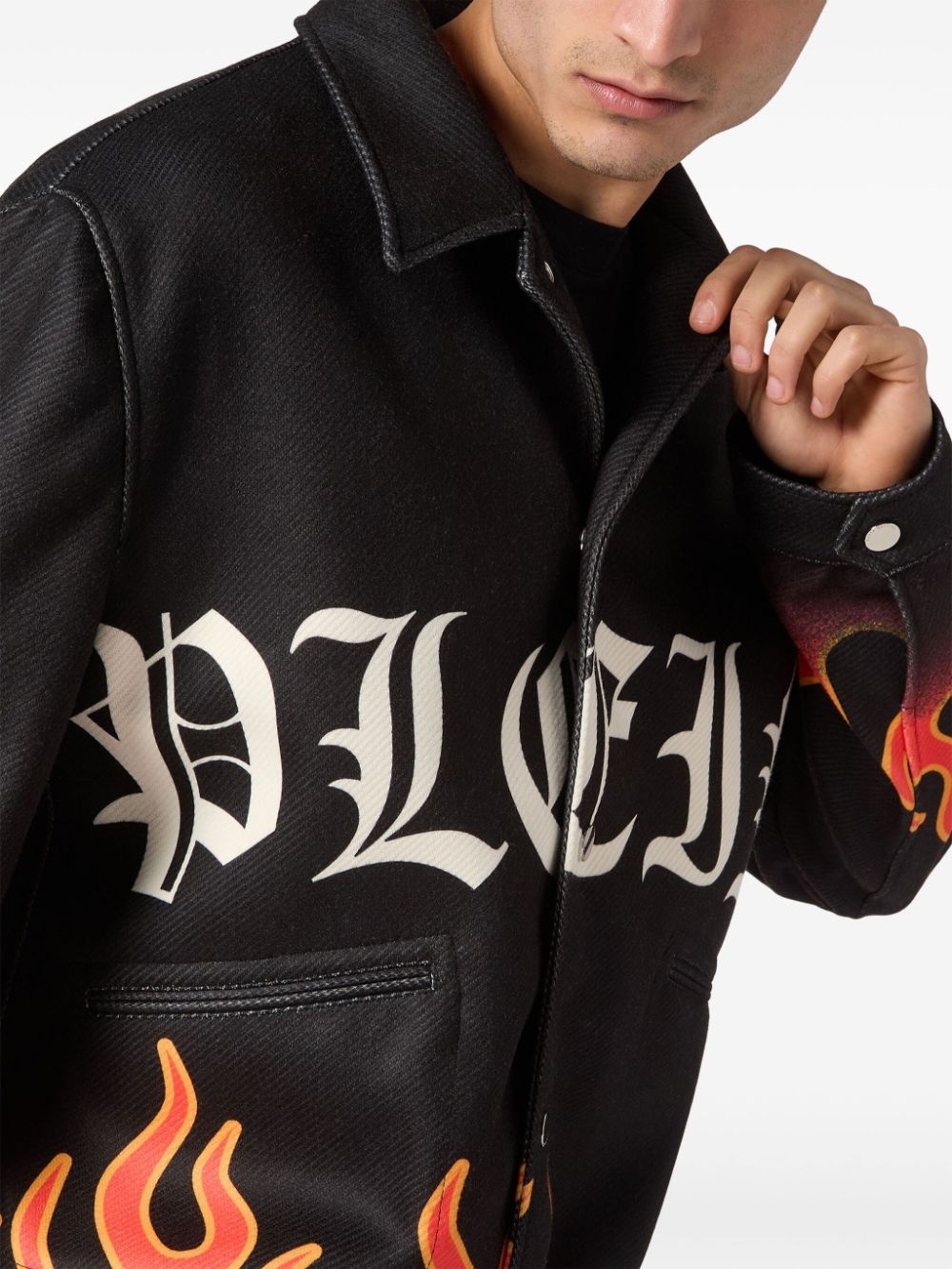 Flame-print bomber jacket - 4
