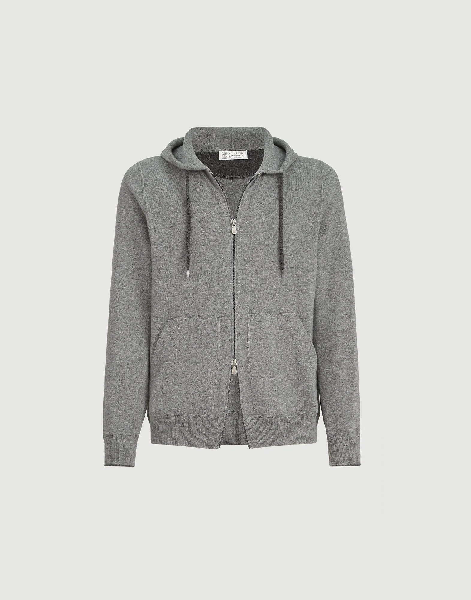 Cashmere sweatshirt-style cardigan with hood - 1