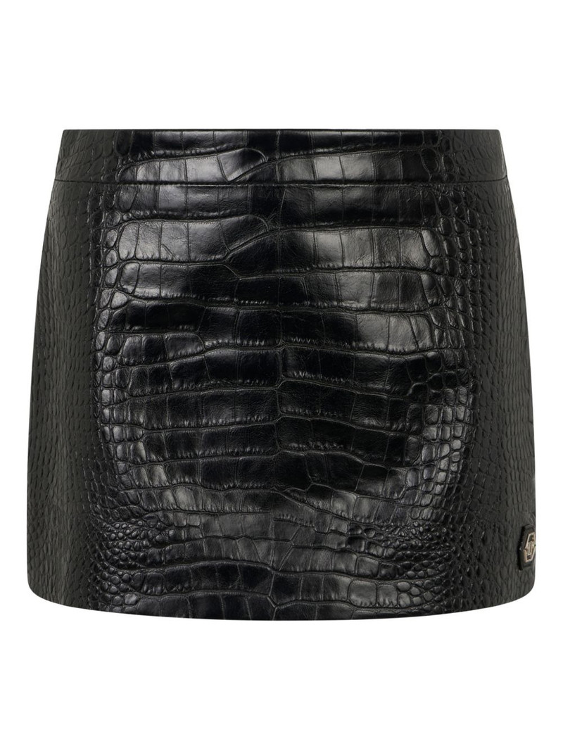 logo-plaque croco-print mini skirt 1