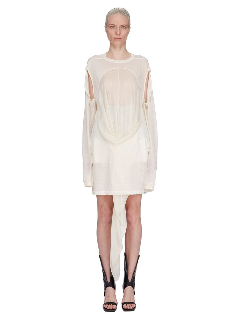 Drain T paneled cotton-jersey and crepe de chine top Off-white - 1