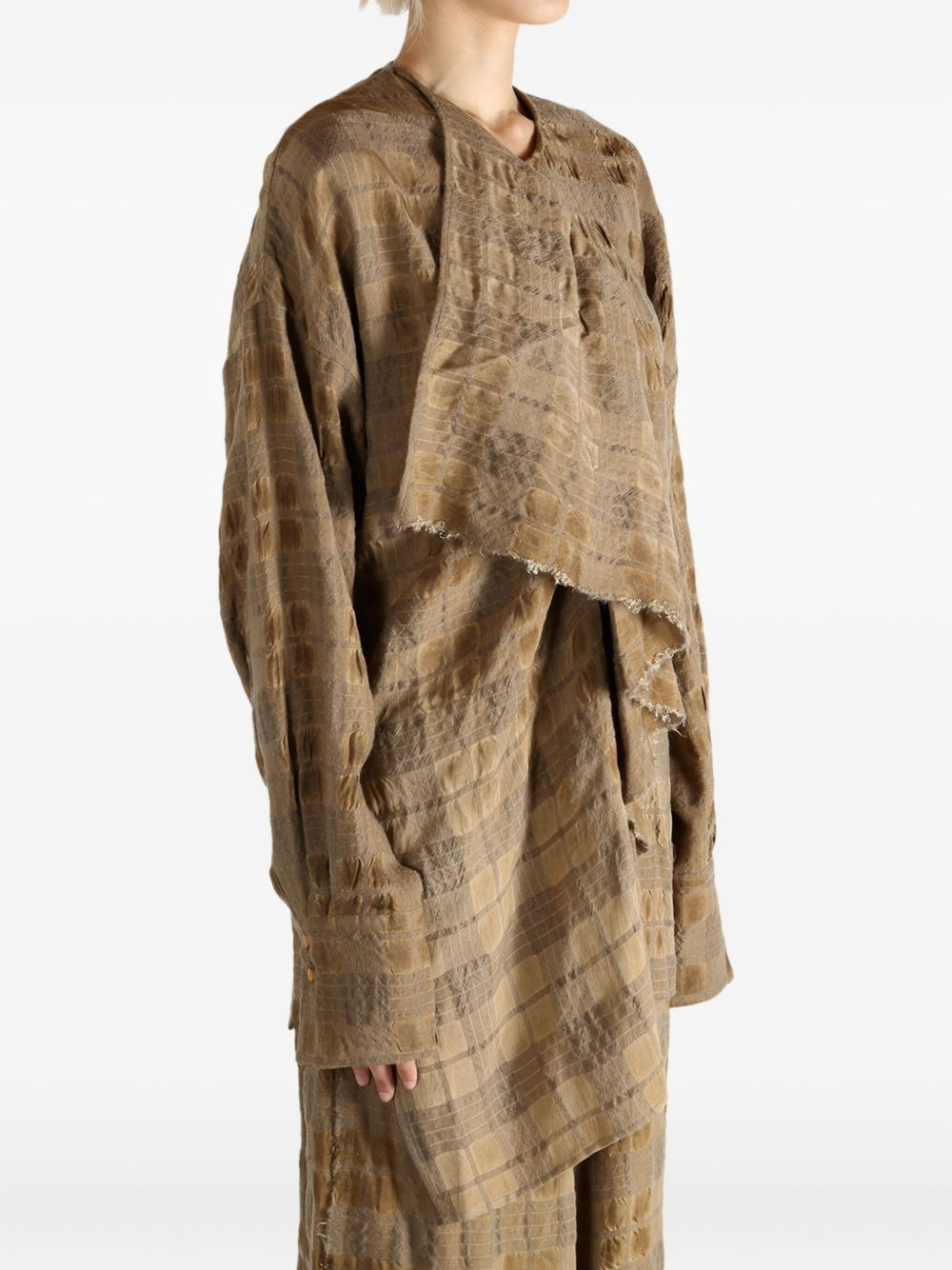 draped checked top - 4