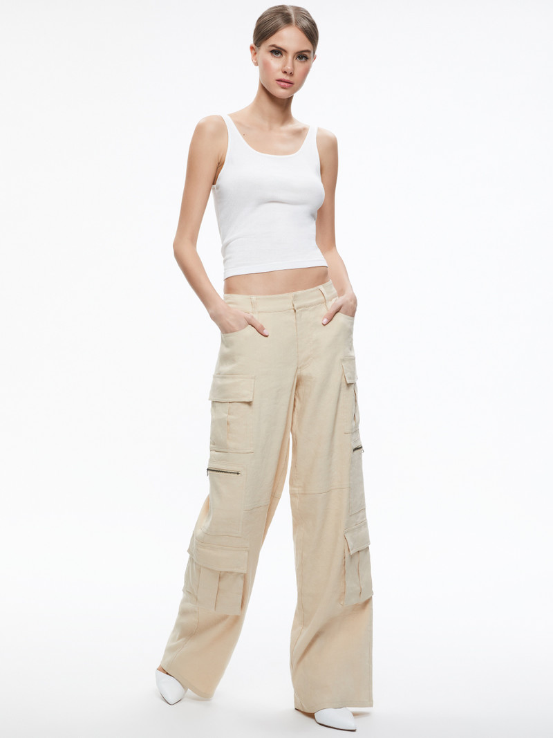 Alice + Olivia CAY BAGGY CARGO LINEN PANT outlook