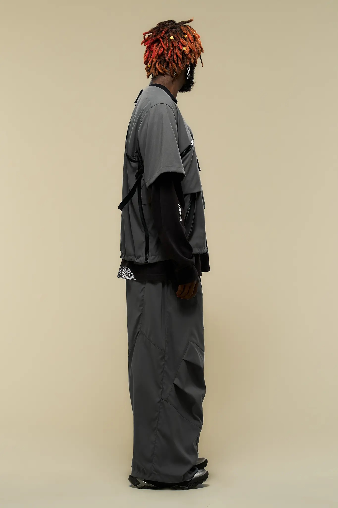 P56B-M Nylon Stretch Web Belt Trouser Gray - 6