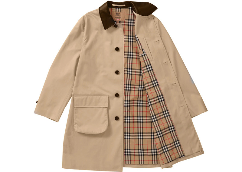 Supreme Supreme Burberry Leather Collar Trench Beige outlook