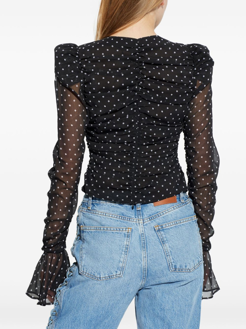 polka-dot ruched blouse 4