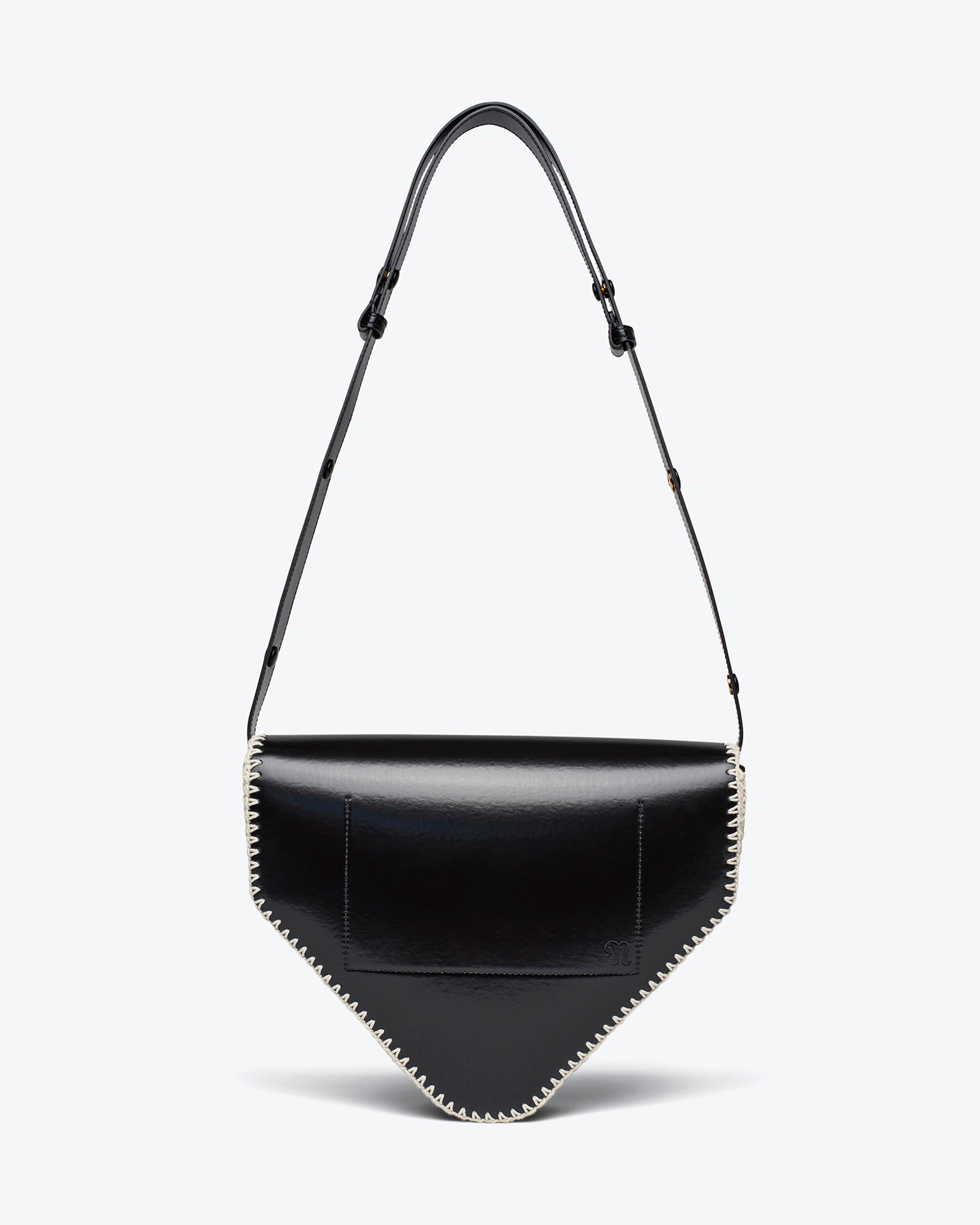 THE TRIANGLE BAG LARGE - Patent alt-nappa shoulder bag - Black/creme - 2