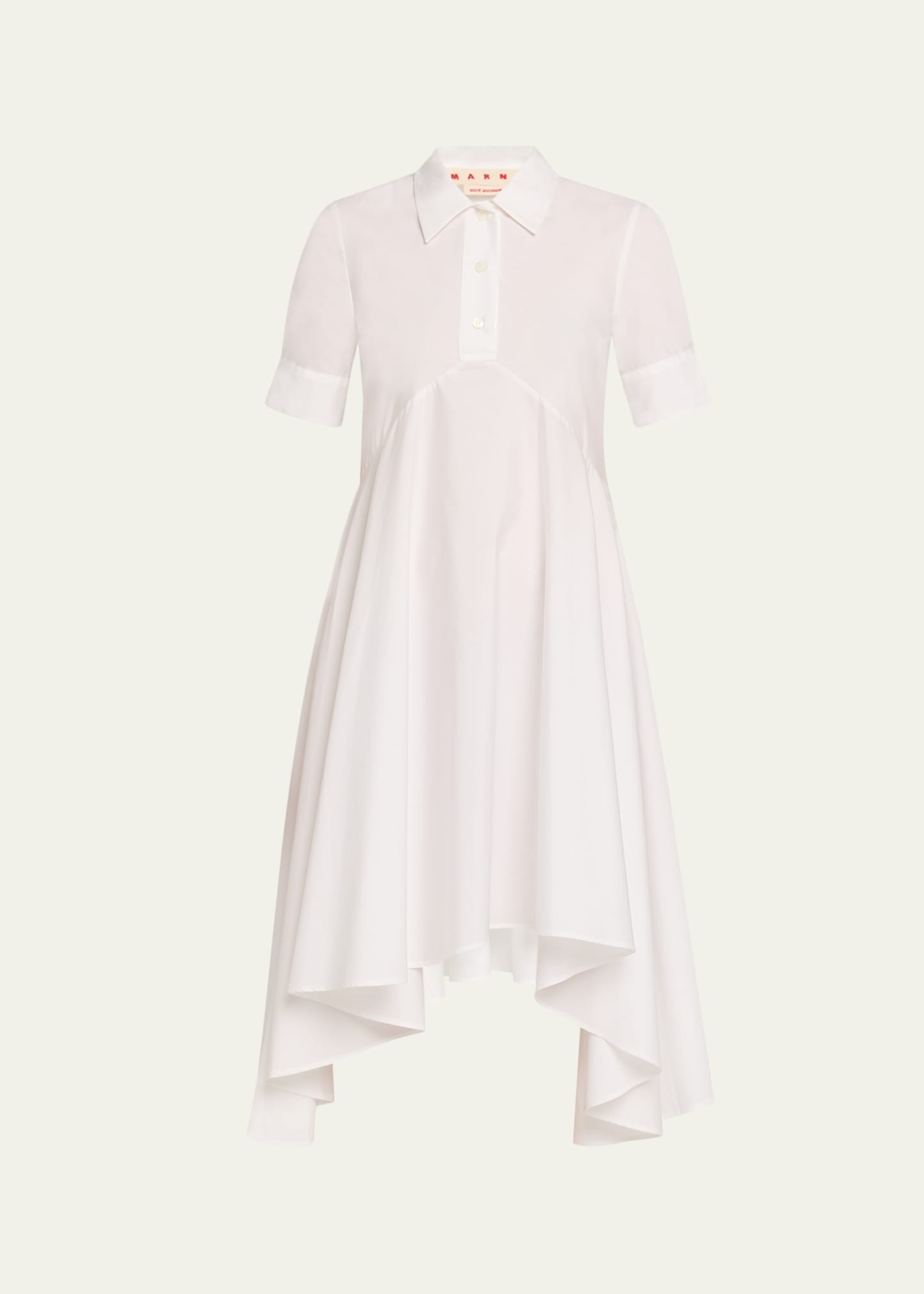 Short-Sleeve Empire-Waist Midi Polo Shirtdress - 1