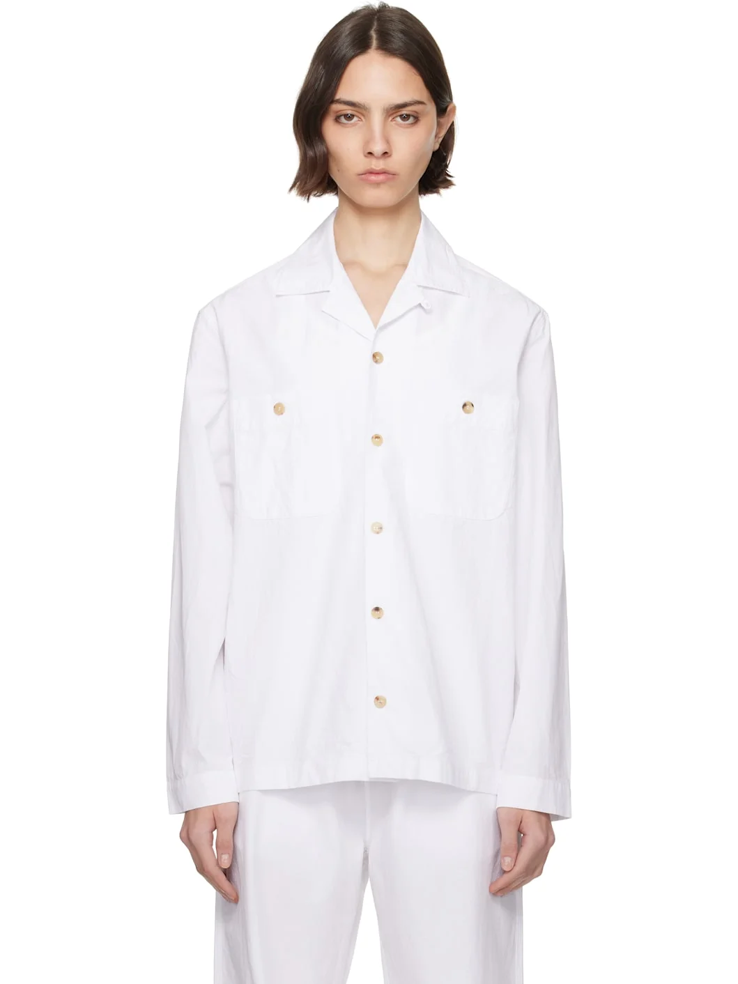 White Cotton Overshirt - 1