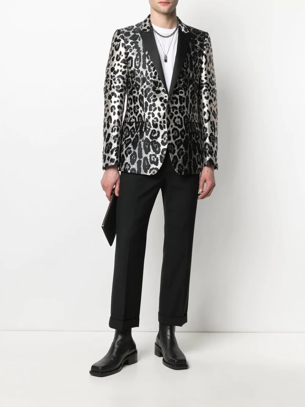 leopard-print single-breasted blazer - 2