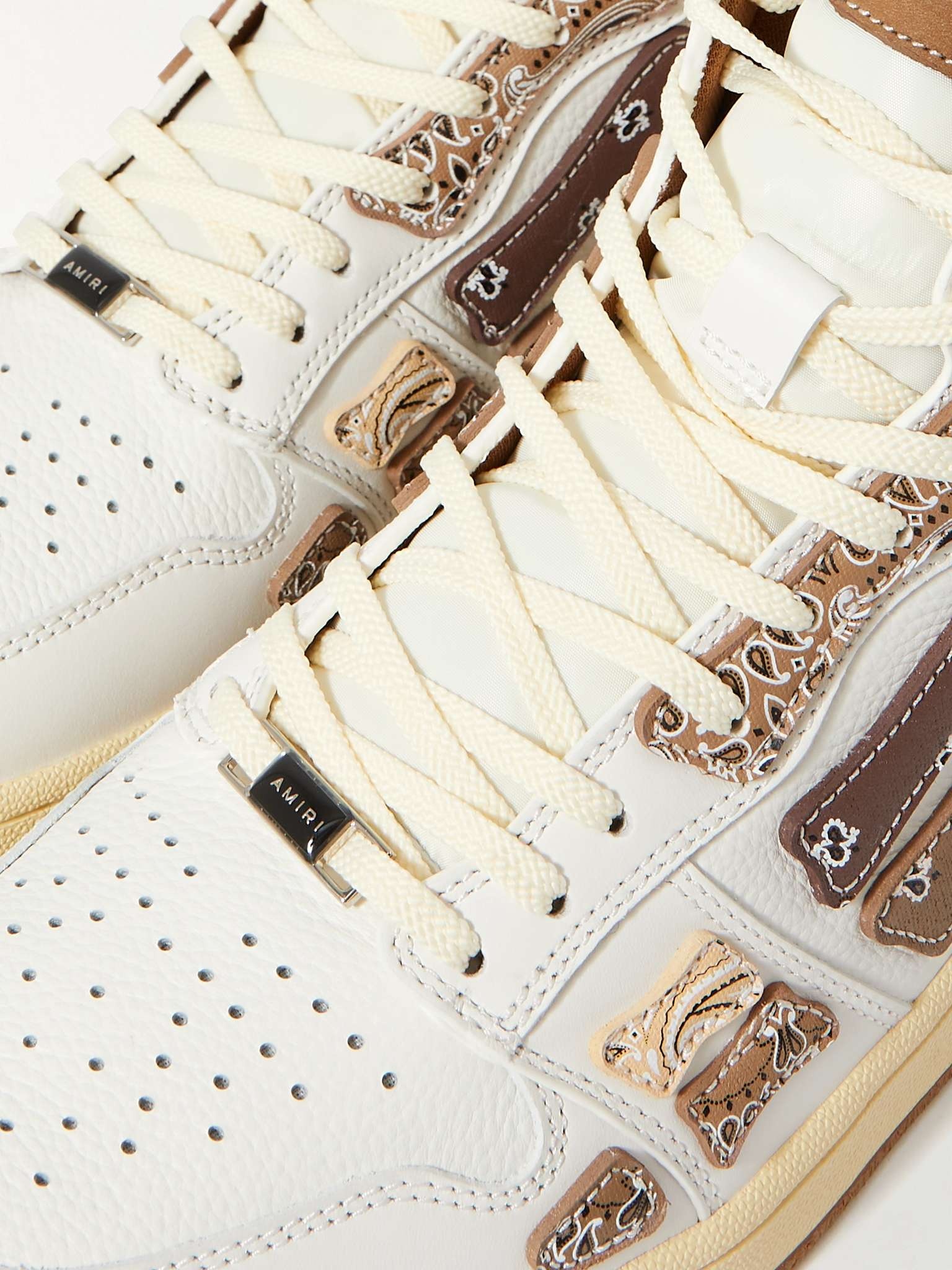 Skel-Top Bandana-Print Leather High-Top Sneakers - 6