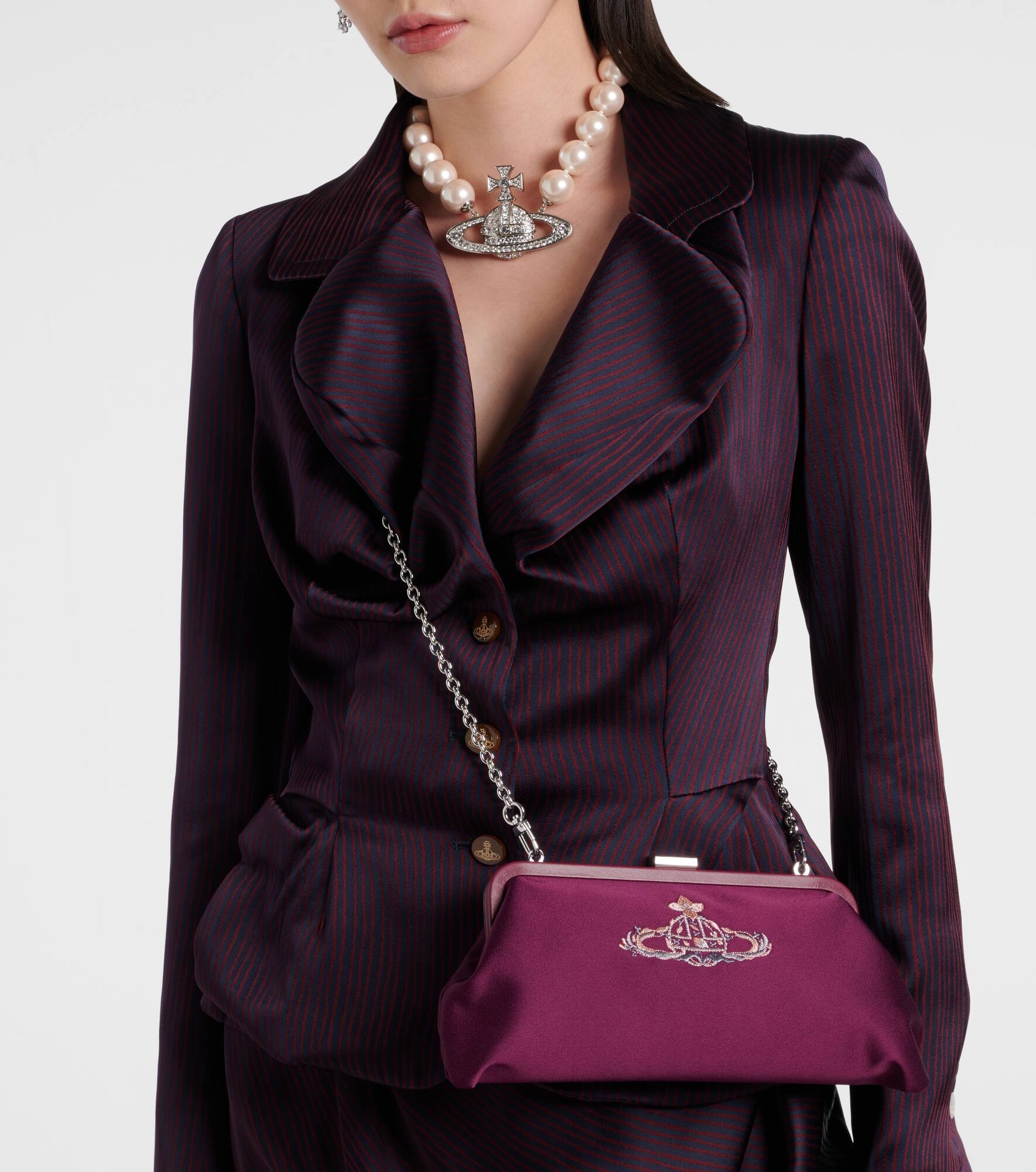 Dorothy embroidered satin clutch - 6