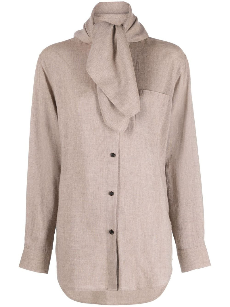 scarf-collar long-sleeve shirt 1