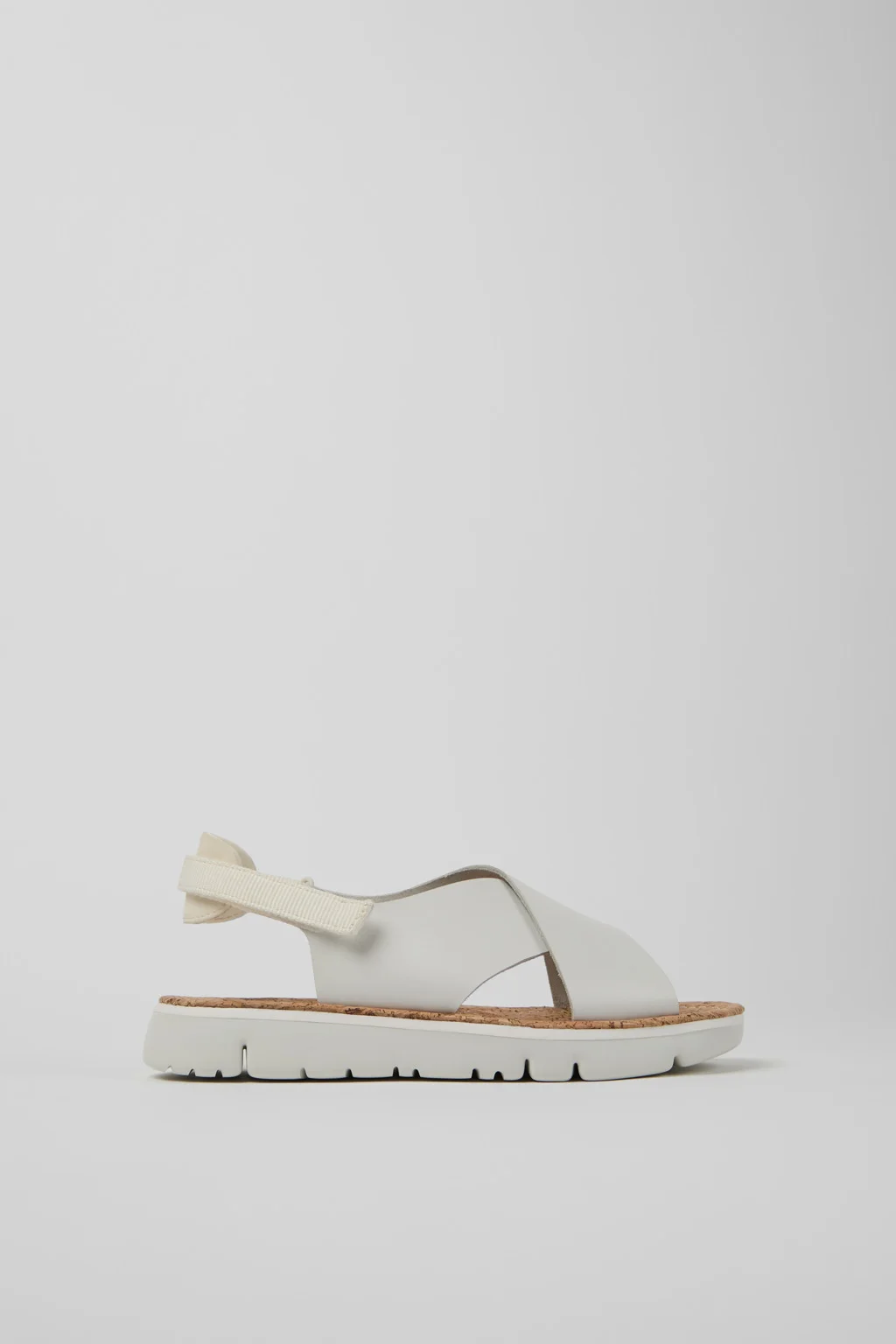 Oruga White Leather and Textile Sandals for Women. - 1