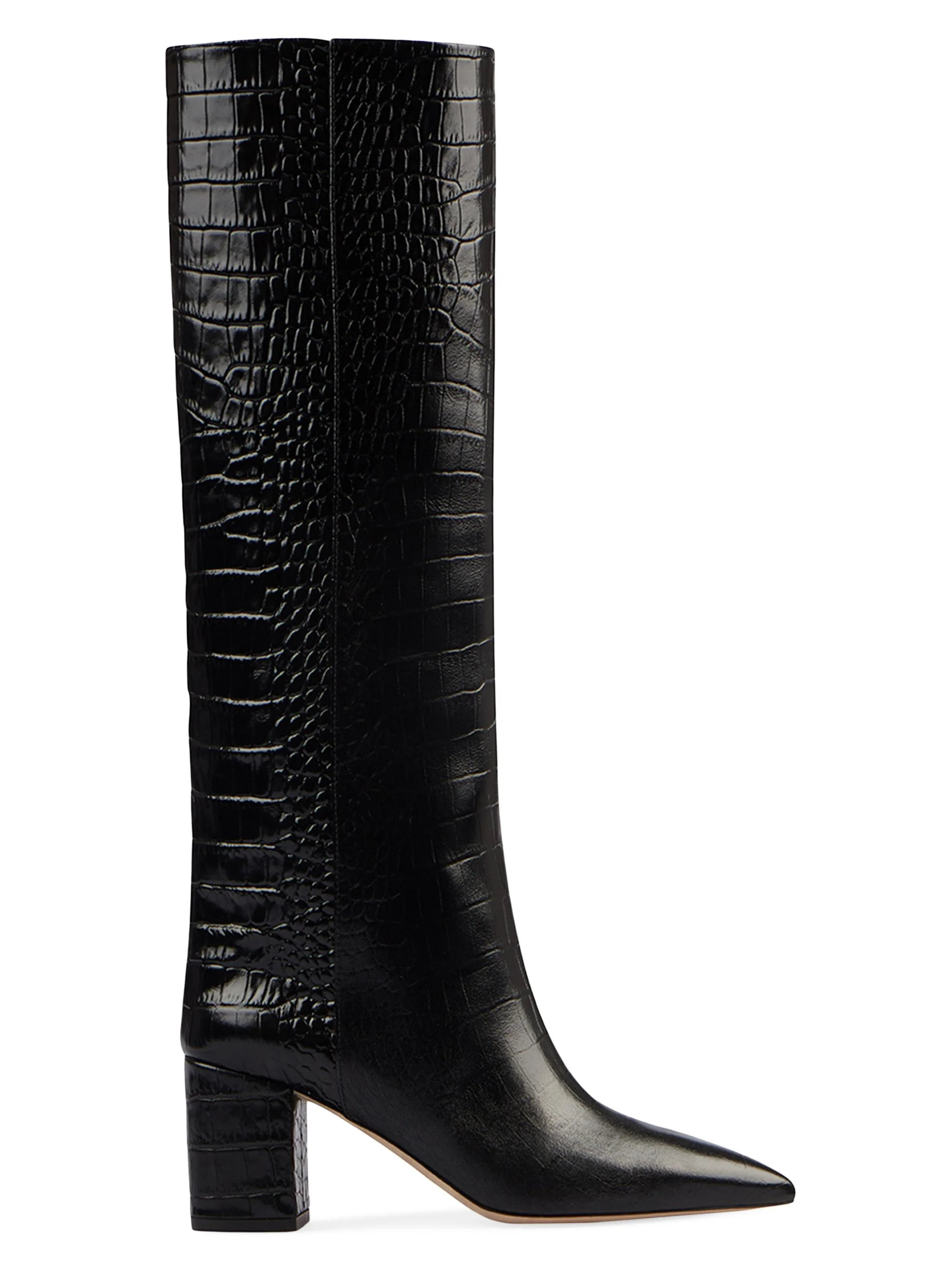 Women's Anja 70MM Crocodile-Embossed Leather Boots - Carbone - 1