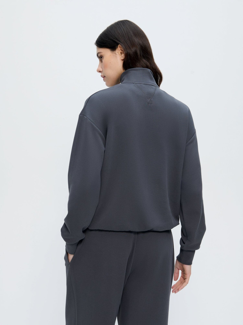 Womens Half Zip Sweatshirt - Smoked Black 3