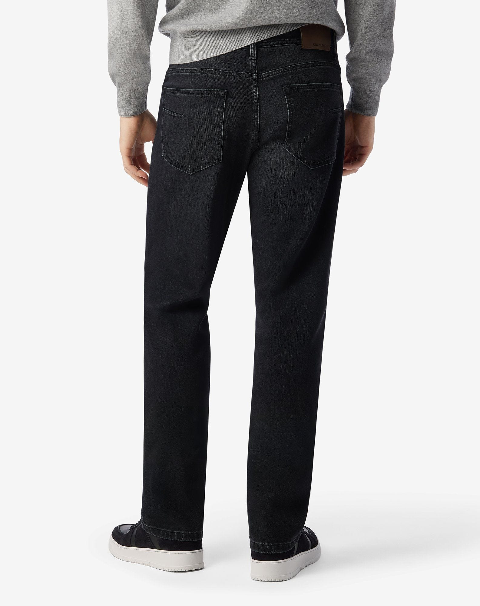 Dark grey stretch cotton and lyocell jeans - 4