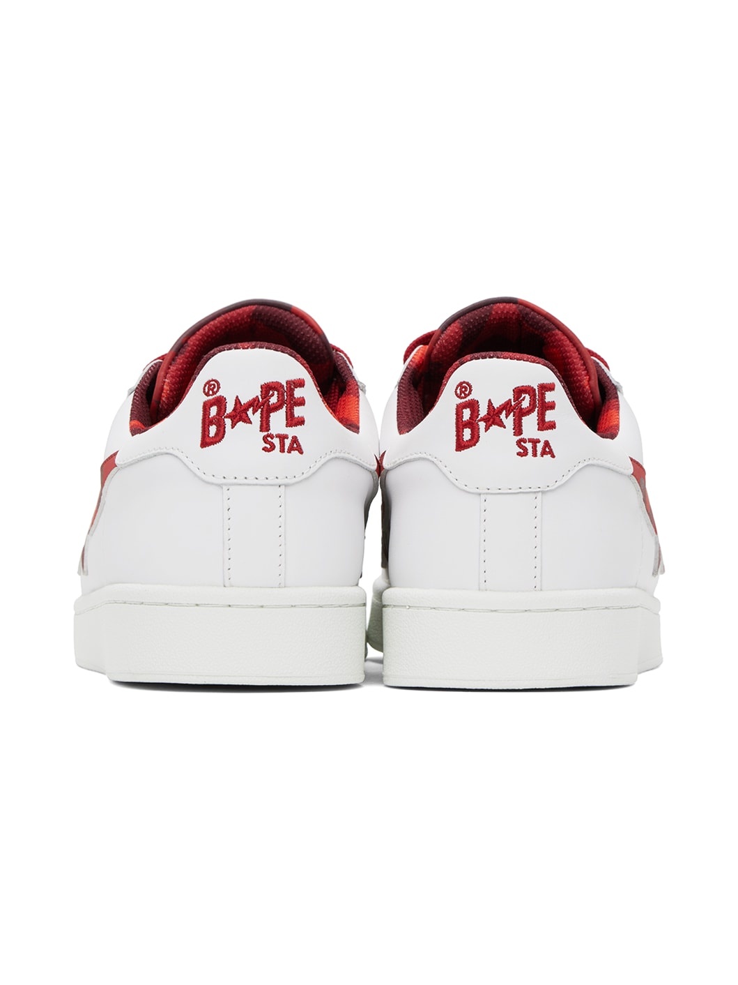 White & Red Skull Sta Sneakers - 2